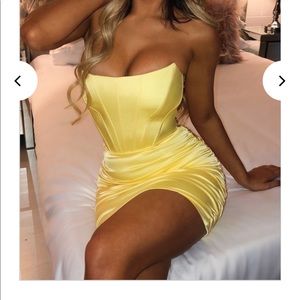 Strapless satin dress